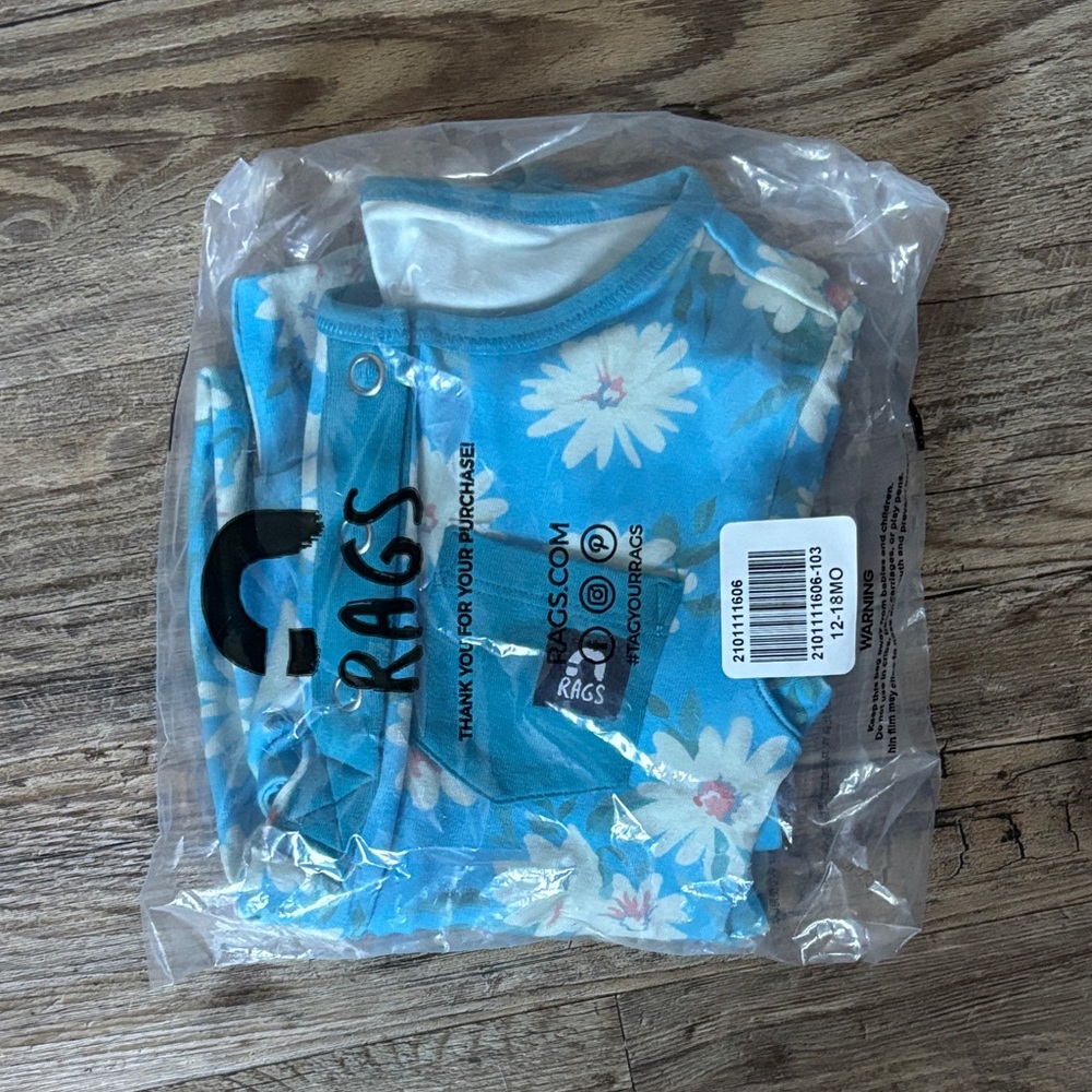 Rags to Raches Blue Floral Bodysuit